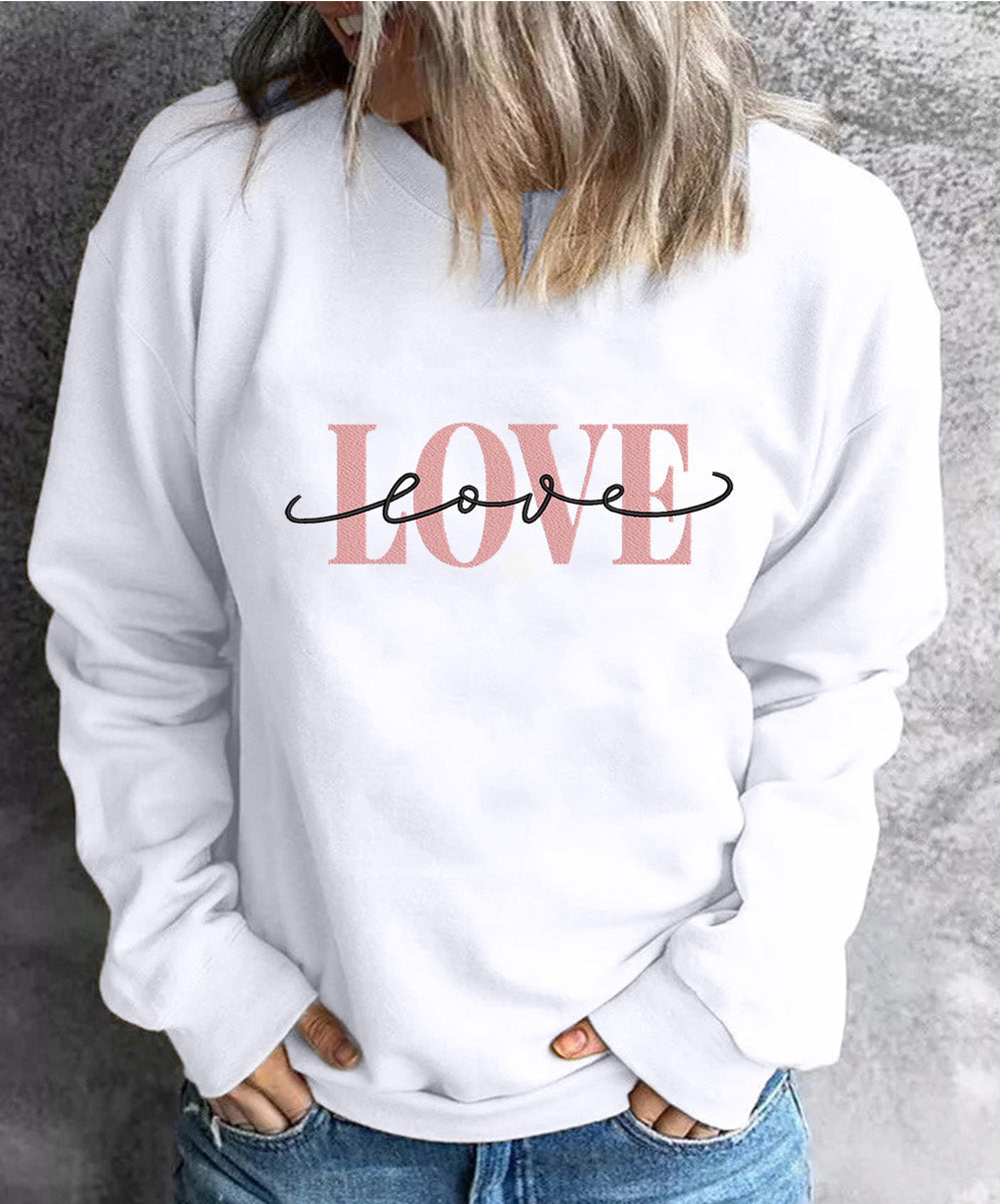 LOVE Round Neck Dropped Shoulder Sweatshirt