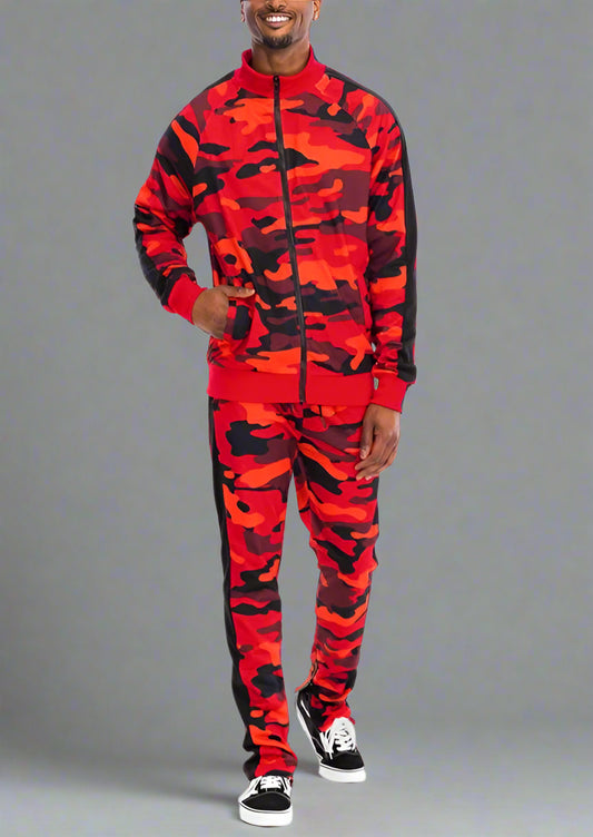 Camo with Stripe Track Pants and Jacket Set