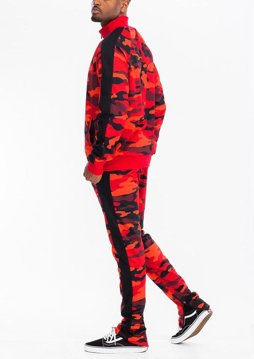 Camo with Stripe Track Pants and Jacket Set