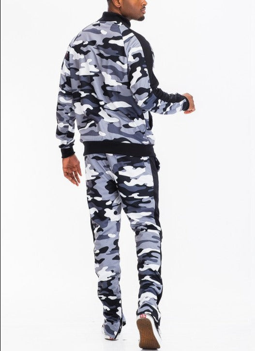 Camo with Stripe Track Pants and Jacket Set