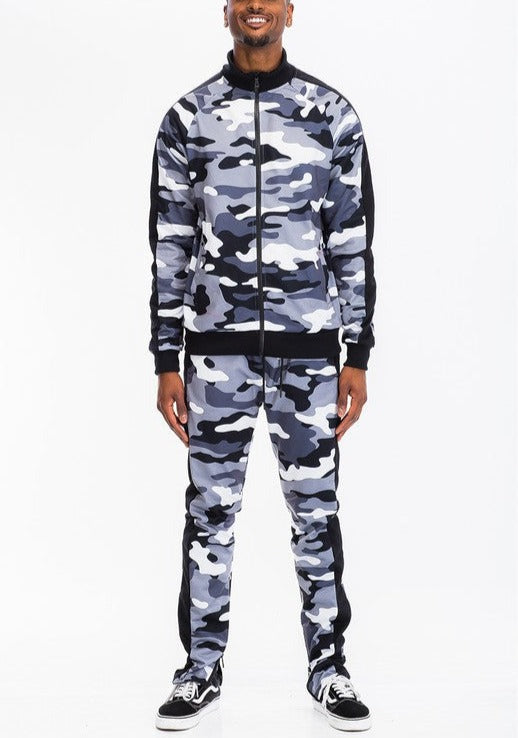 Camo with Stripe Track Pants and Jacket Set