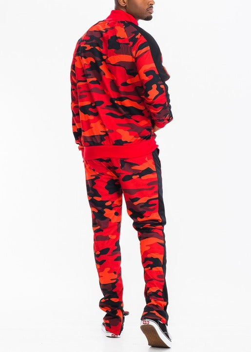 Camo with Stripe Track Pants and Jacket Set
