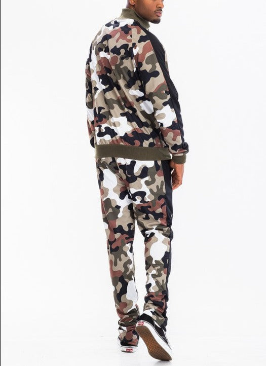 Camo with Stripe Track Pants and Jacket Set