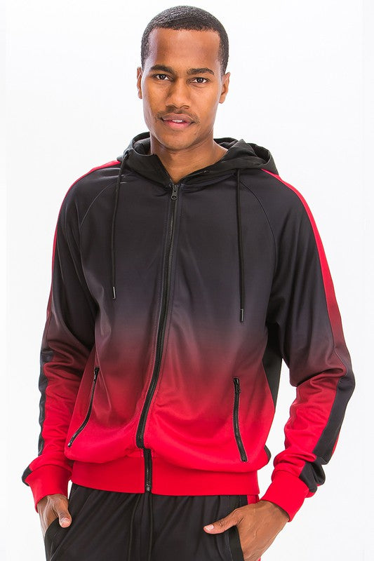 Black & Red Full Zip Ombre Track Suit