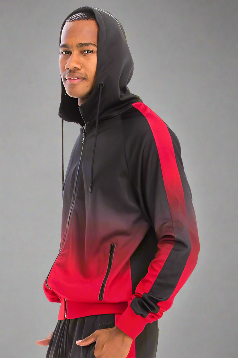 Black & Red Full Zip Ombre Track Suit