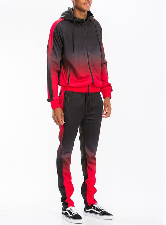 Black & Red Full Zip Ombre Track Suit