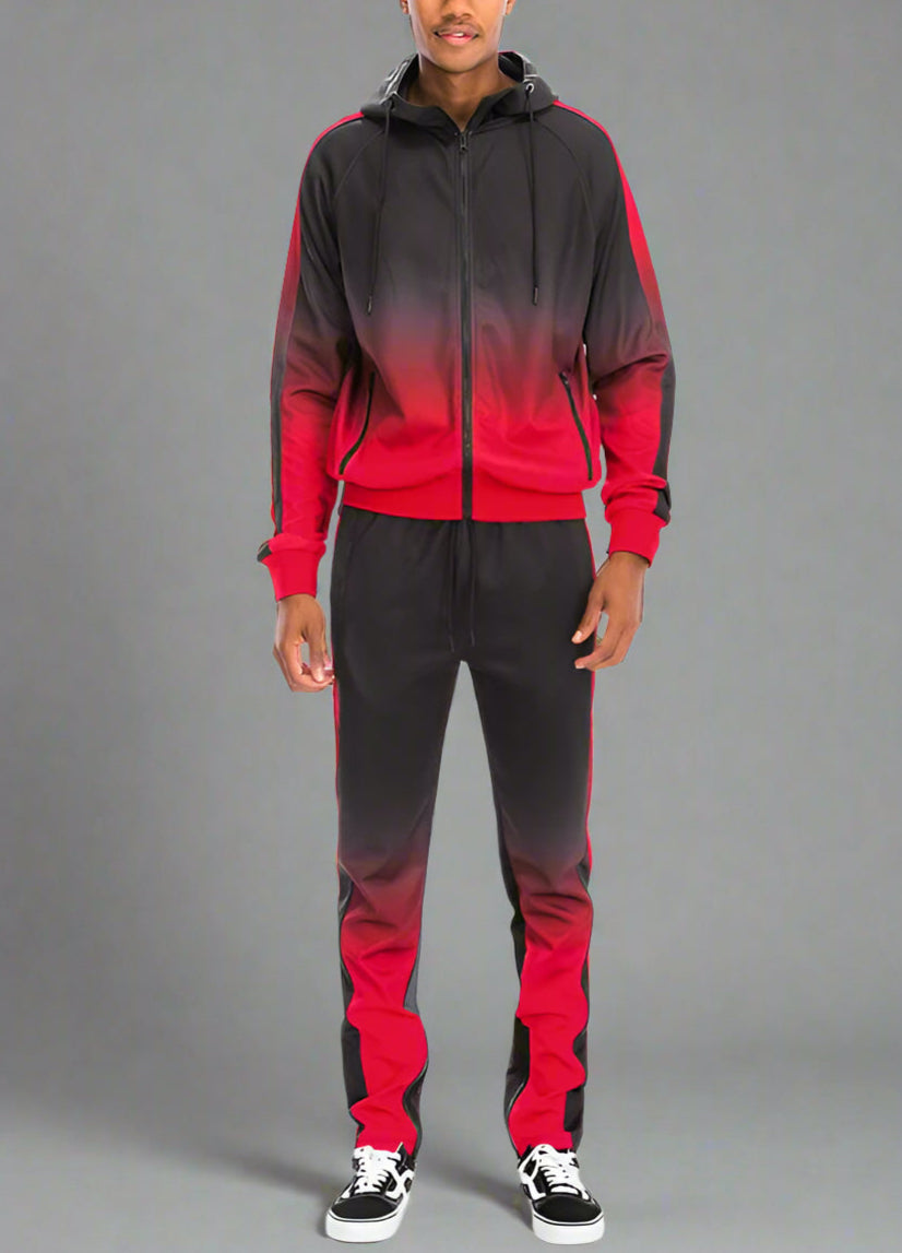 Black & Red Full Zip Ombre Track Suit