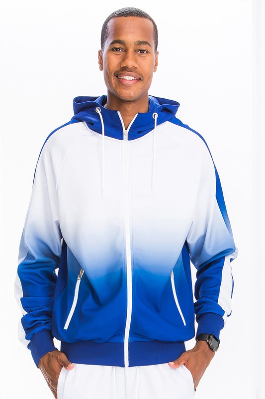 Blue & White Full Zip Ombre Track Suit
