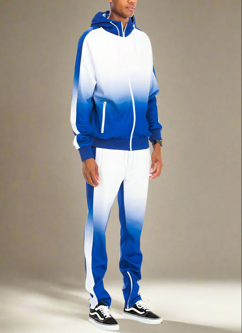Blue & White Full Zip Ombre Track Suit