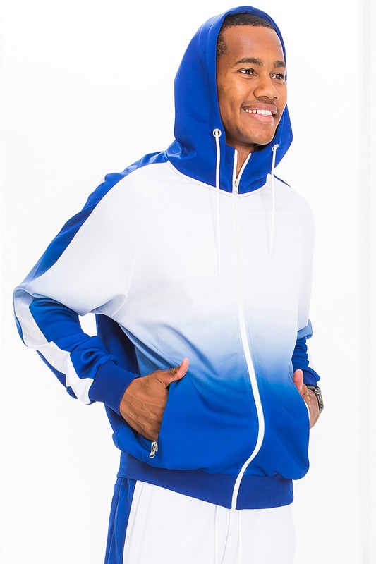 Blue & White Full Zip Ombre Track Suit