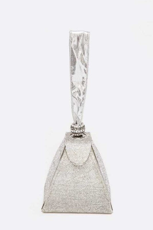 Rhinestone Top Handle Wristlet Pyramid Bag