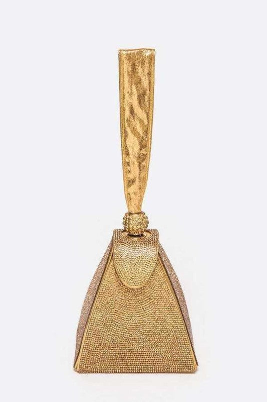 Rhinestone Top Handle Wristlet Pyramid Bag