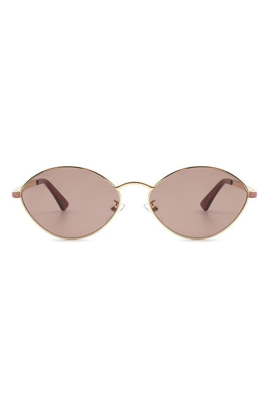 Oval Retro Geometric Metal Fashion Sunglasses