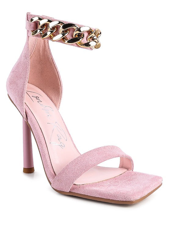 Last Sip Heeled Faux Suede Chain Strap Sandals