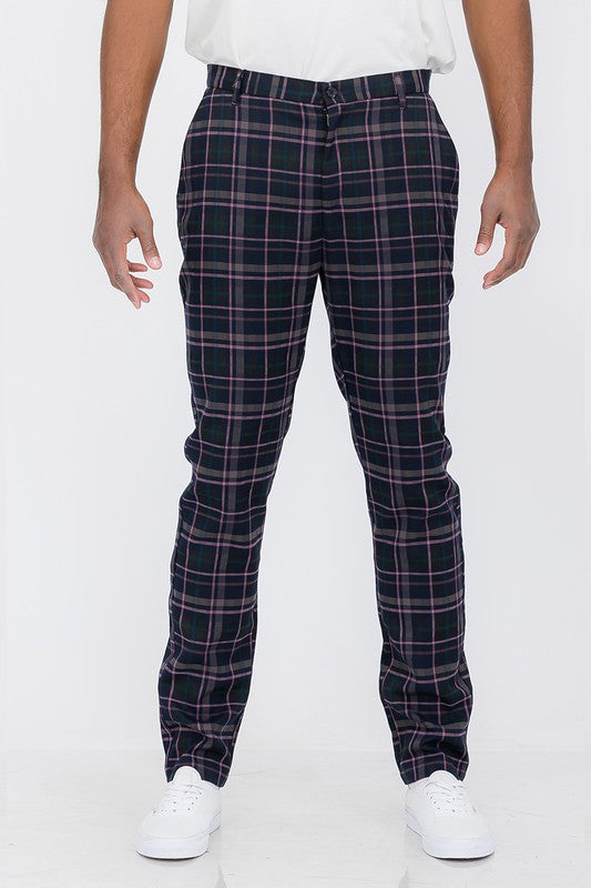 Weiv Navy Plaid Trouser Pants