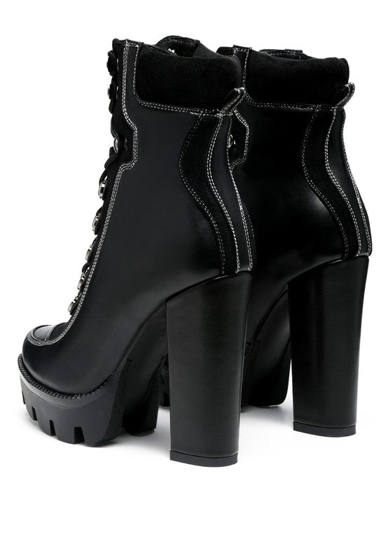 Yeti High Heel Lace-Up Biker Boots