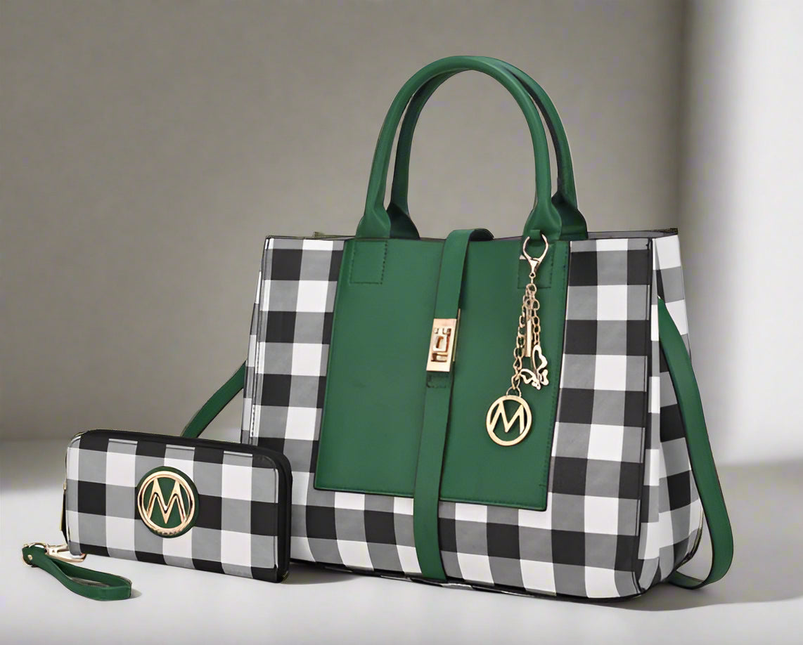 Yola Checkered Satchel Bag
