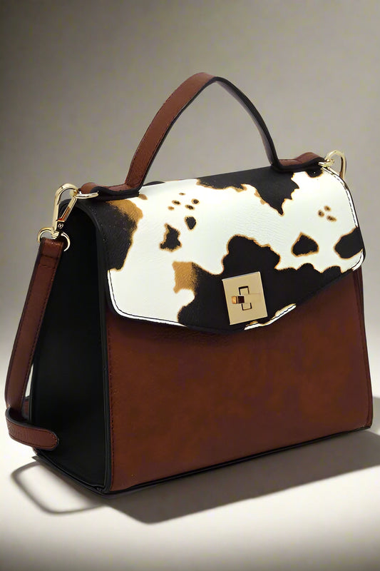 Colorblock Twist Lock Flap Satchel