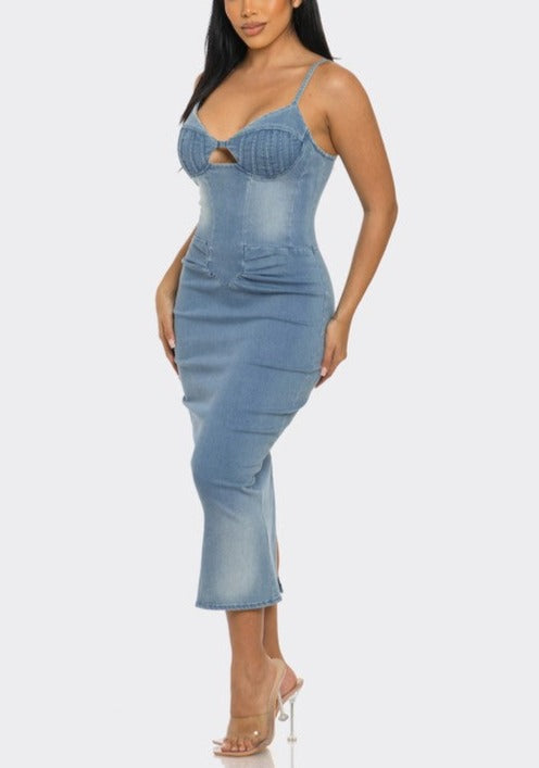 ATHINA CASUAL LIGHT WASHED DENIM DRESS