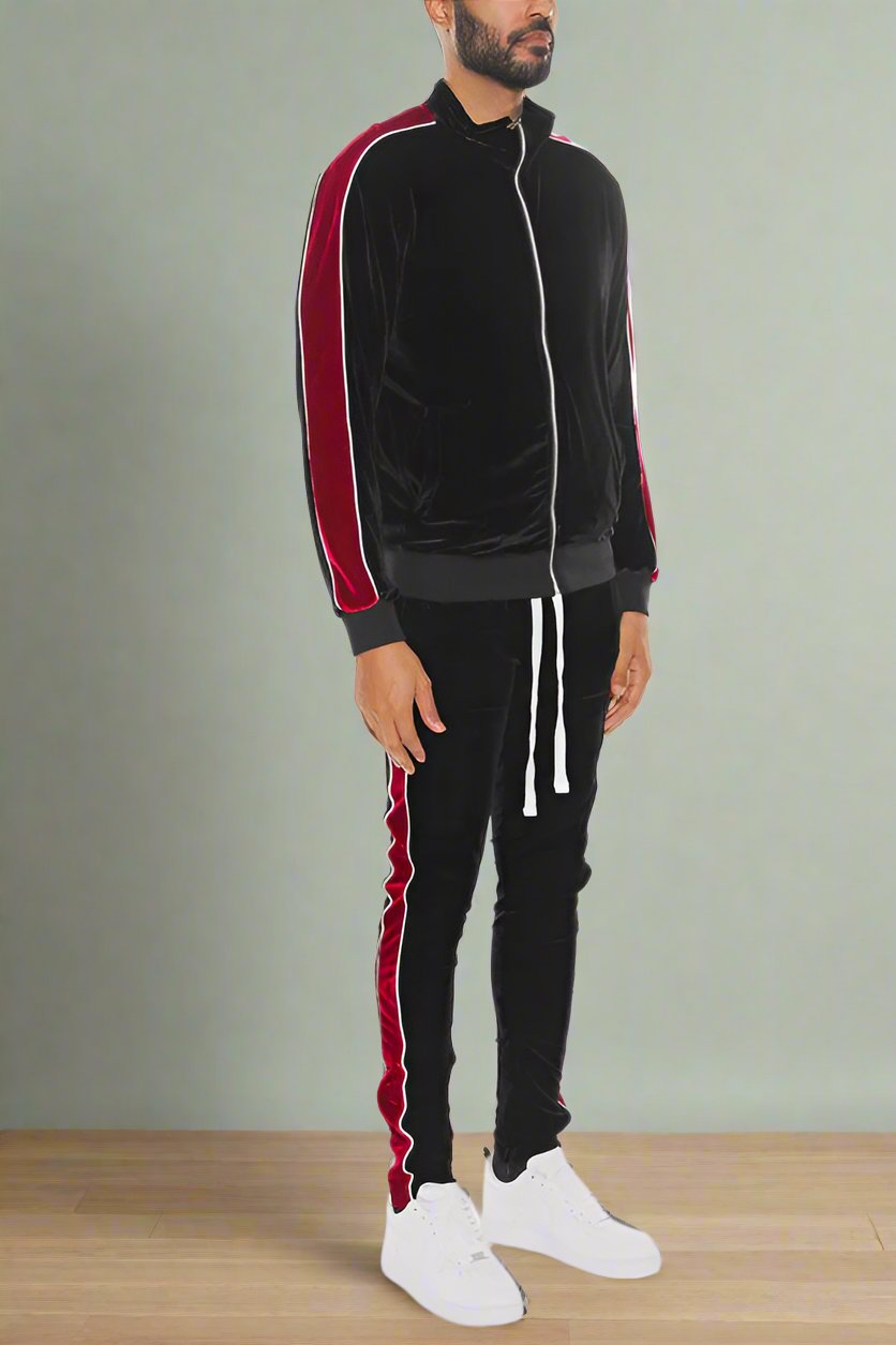 Men's Velour Track Jacket and Pant Set