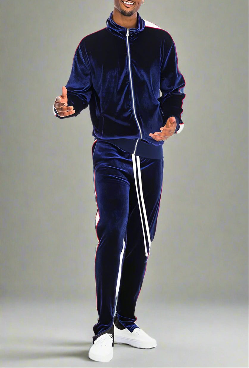 Men's Velour Track Jacket and Pant Set