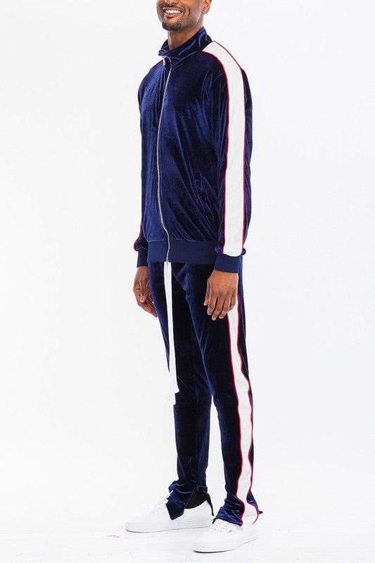 Men's Velour Track Jacket and Pant Set