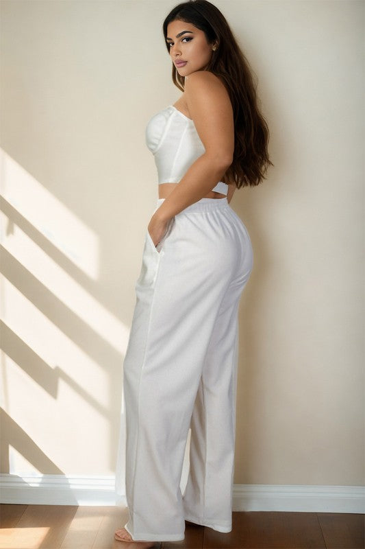 Bustier Crop Cami Top & Pocket Straight Pants