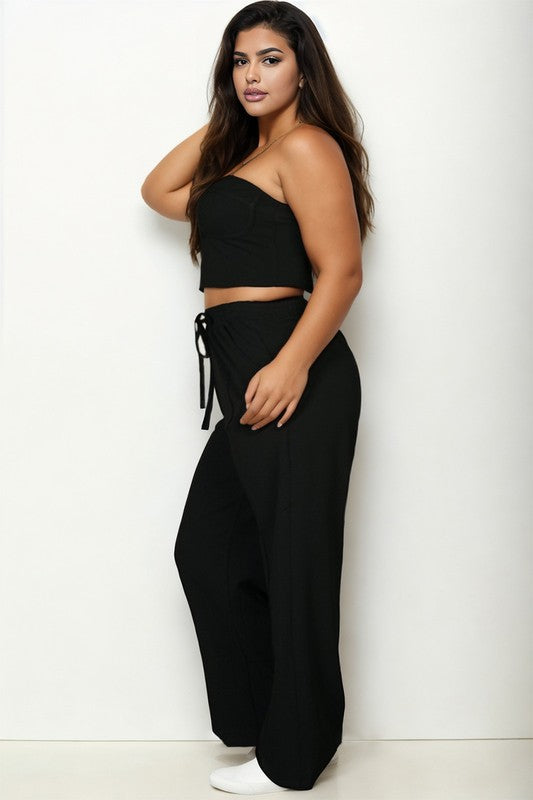 Bustier Crop Cami Top & Pocket Straight Pants