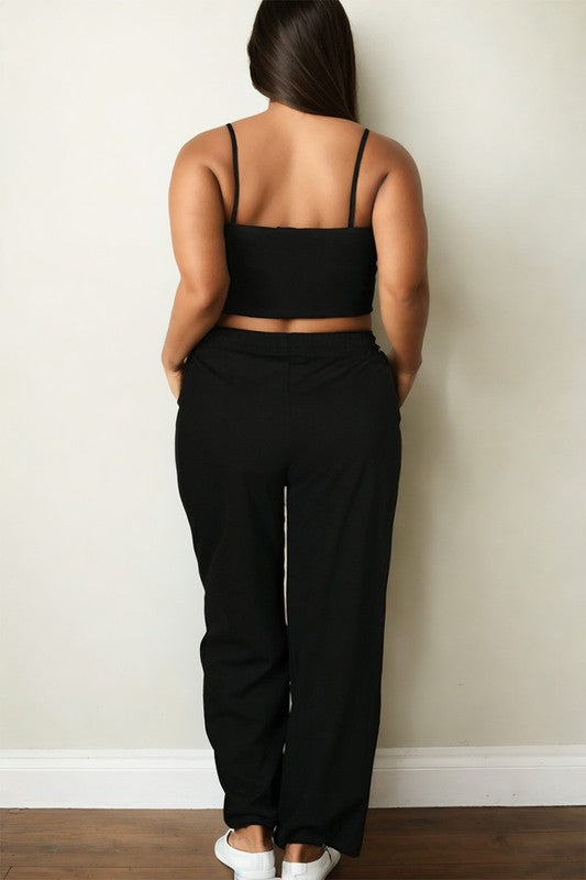 Bustier Crop Cami Top & Pocket Straight Pants