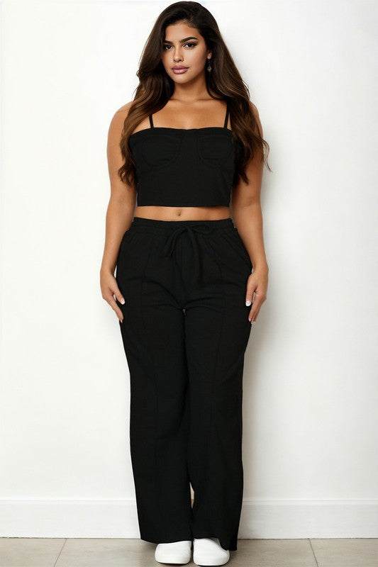 Bustier Crop Cami Top & Pocket Straight Pants