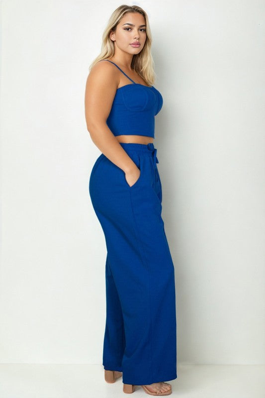 Bustier Crop Cami Top & Pocket Straight Pants