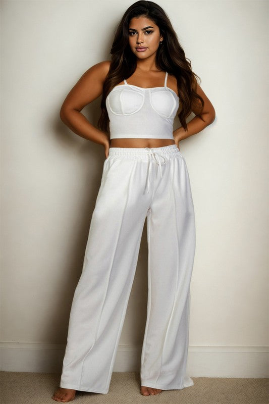Bustier Crop Cami Top & Pocket Straight Pants