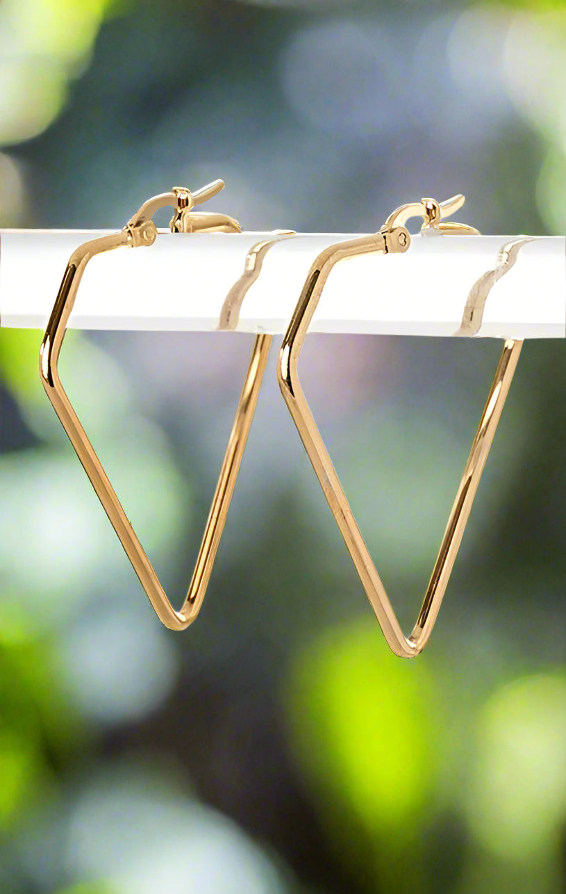 Stainless Steel Triangle Hoop Earrings
