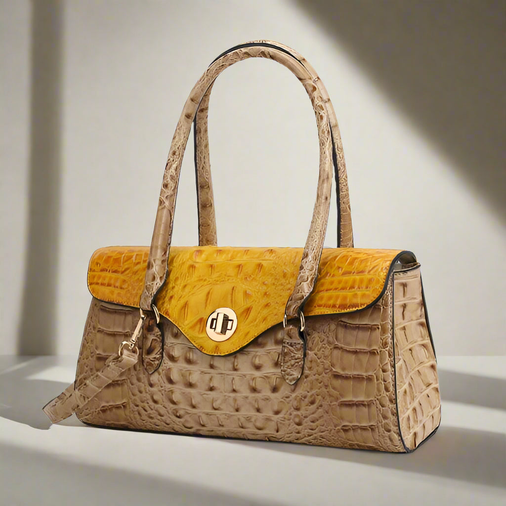 Liviana Croc-Embossed Shoulder Bag