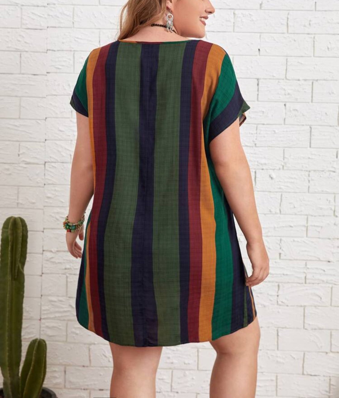 Striped Short Sleeve Mini Dress