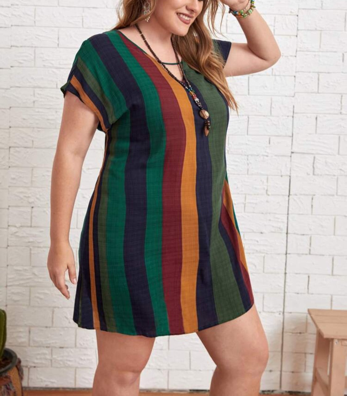 Striped Short Sleeve Mini Dress