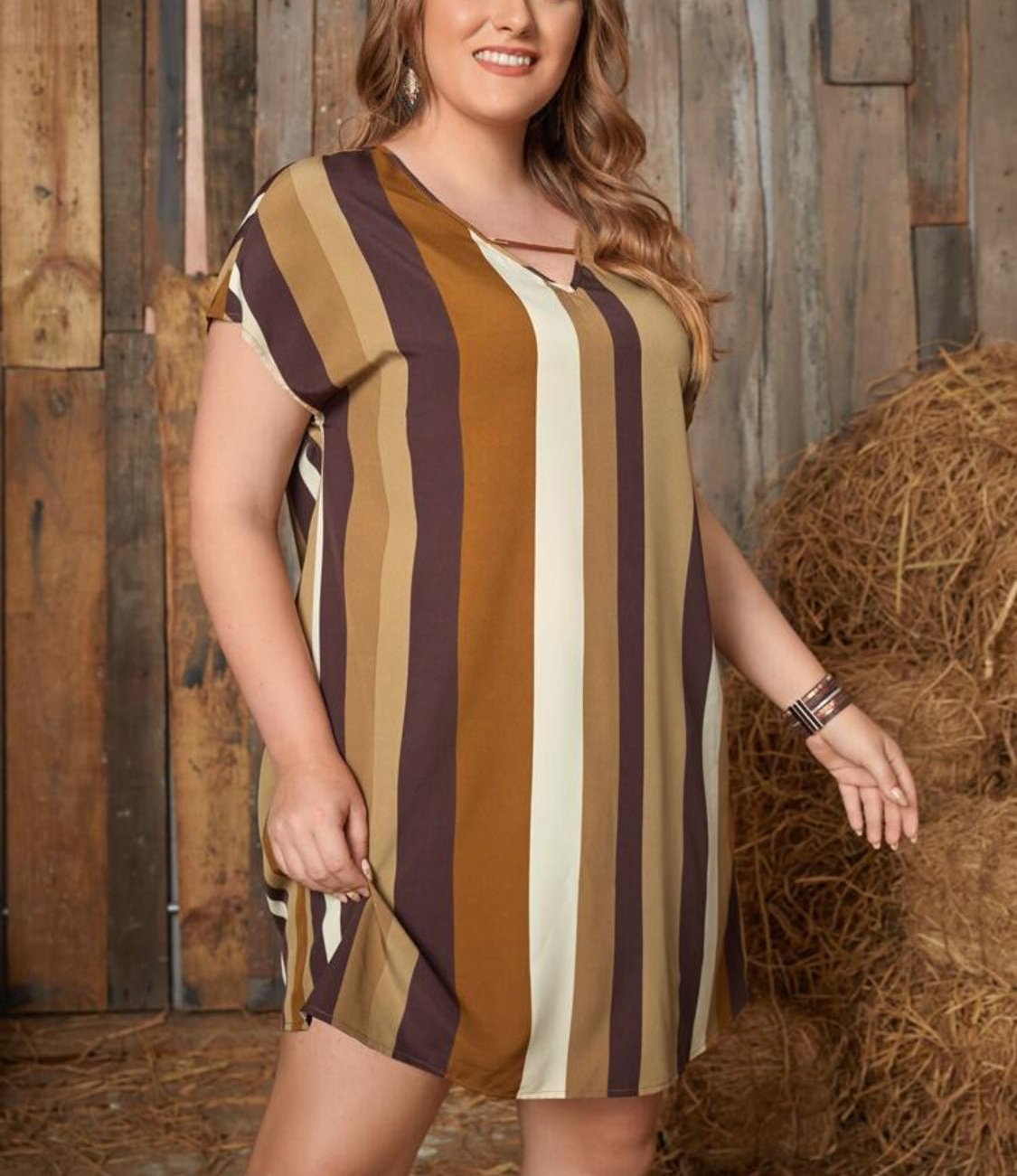 Striped Short Sleeve Mini Dress