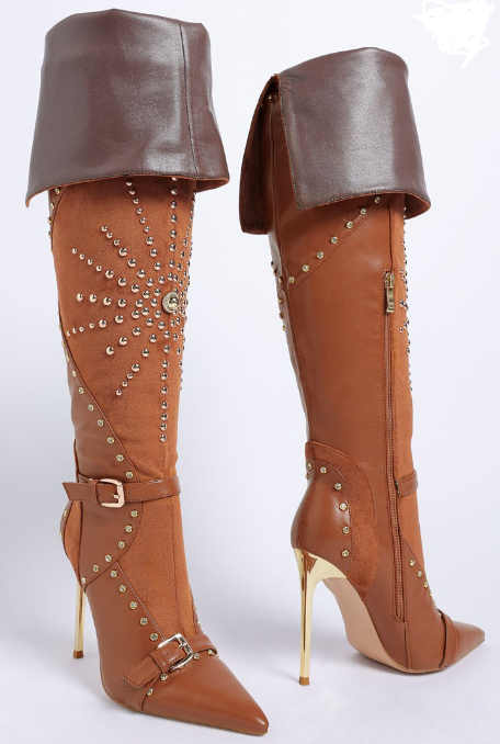 Medira Pointed Toe Embellished Stiletto Boots