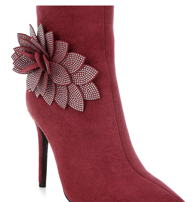 Yarrow Rhinestones Petal Detail Boots