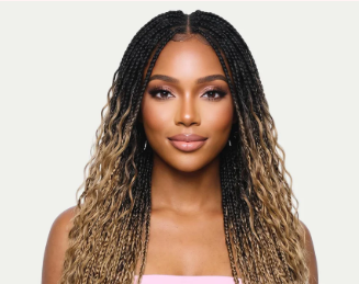 Honey Blonde Ombre Deep Wave Boho Braids with Human Hair Blend