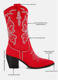 Latafa Rhinestones Embellished Cowboy Boots