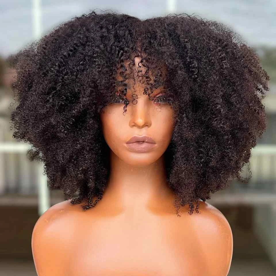 Afro Kinky Curly Wig With Bangs