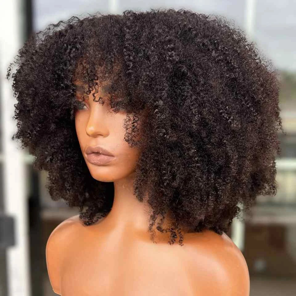 Afro Kinky Curly Wig With Bangs