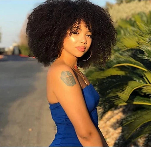 Afro Kinky Curly Wig With Bangs