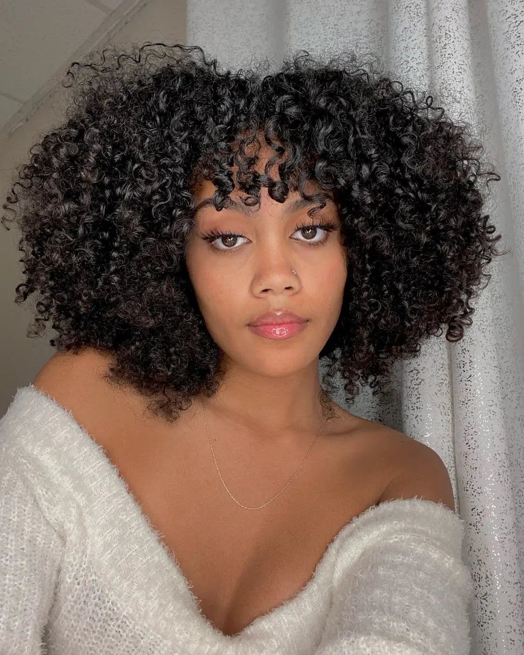 Afro Kinky Curly Wig With Bangs