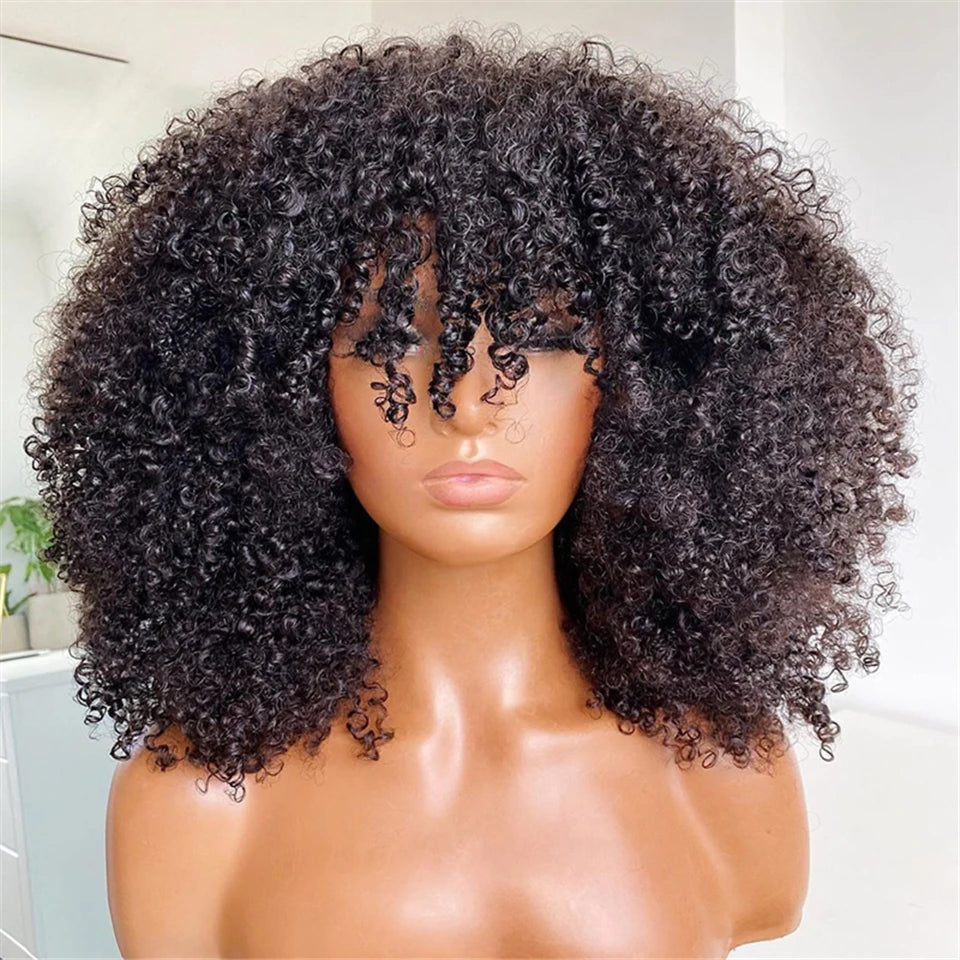 Afro Kinky Curly Wig With Bangs