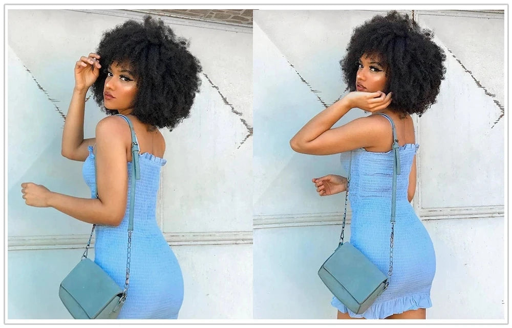 Afro Kinky Curly Wig With Bangs