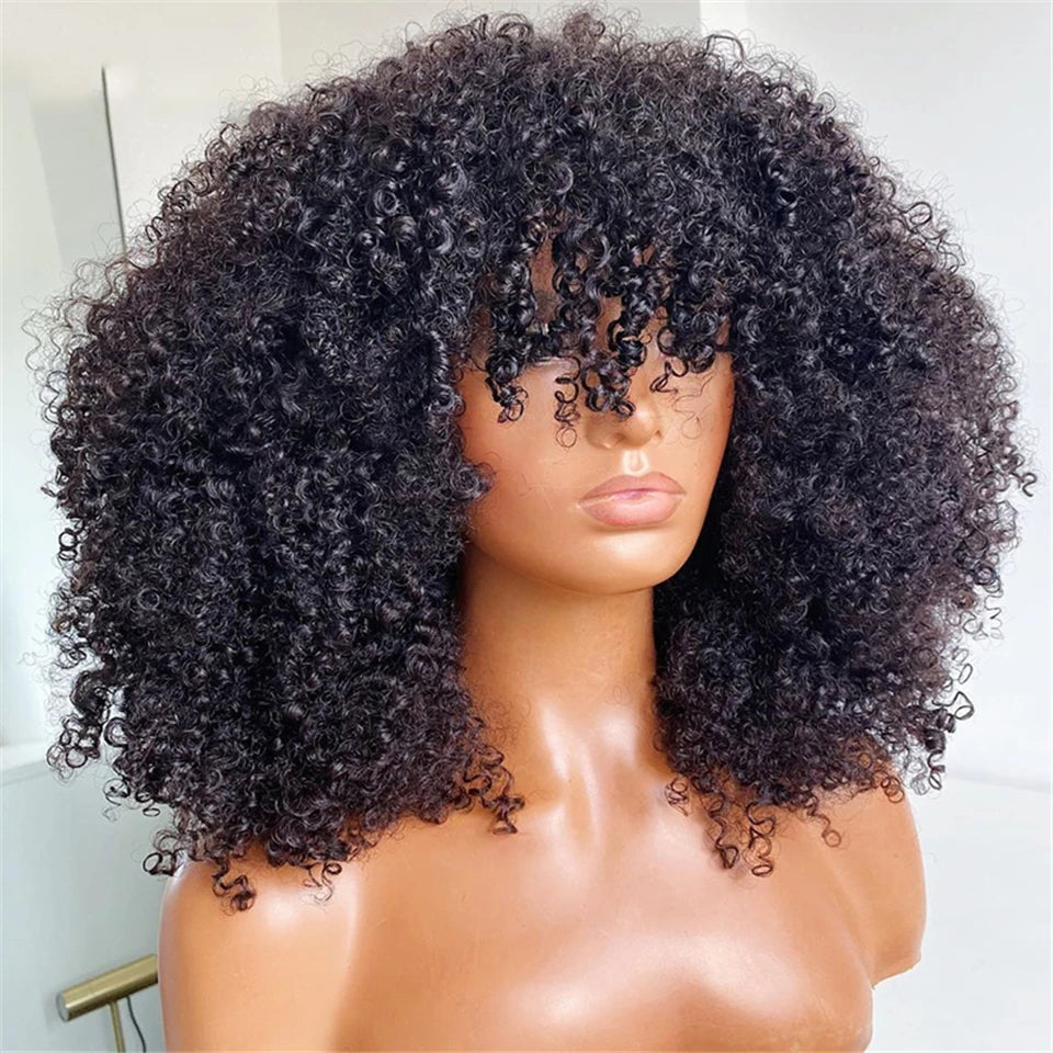 Afro Kinky Curly Wig With Bangs