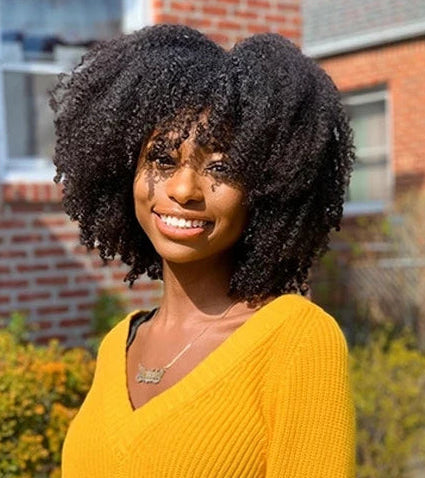Afro Kinky Curly Wig With Bangs