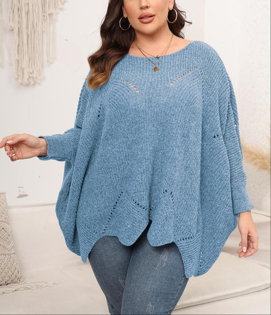 Round Neck Batwing Sleeve Sweater